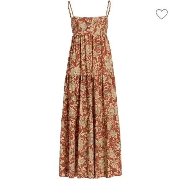 NWT Rumer Neve maxi dress brown print summer peasant boho Revolve M